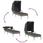 vidaXL Chaise longue avec auvent gris résine tressée