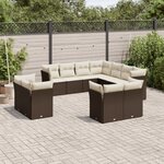 vidaXL Salon de jardin et coussins 11 Pièces marron résine tressée