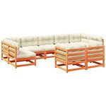 vidaXL Salon de jardin 9 Pièces avec coussins marron cire bois pin massif