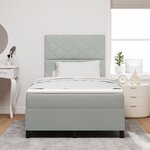 Lit box spring vidaXL avec matelas et lumière LED Gris clair 120x190 cm Velours