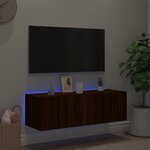 vidaXL Meuble TV mural avec lumières LED chêne marron 100x35x31 cm