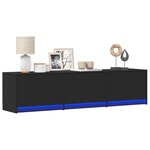 vidaXL Meuble TV avec LED noir 165x34x40 cm bois d'ingénierie