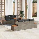 vidaXL Ensemble de salle à manger de jardin en 7 pièces avec coussins gris poly rattan acacia