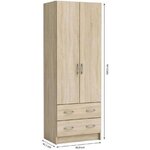 Armoire décor chêne brossé 2 portes et 2 tiroirs 61 cm