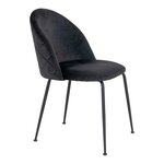 2 chaises de salle à manger en velours noir avec pieds noirs