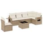 vidaXL Salon de jardin avec coussins 7 Pièces beige résine tressée