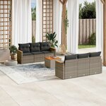 vidaXL Salon de jardin avec coussins 7 Pièces gris résine tressée