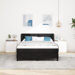 Lit Box Spring vidaXL avec Matelas Noir 160x200 cm en Velours