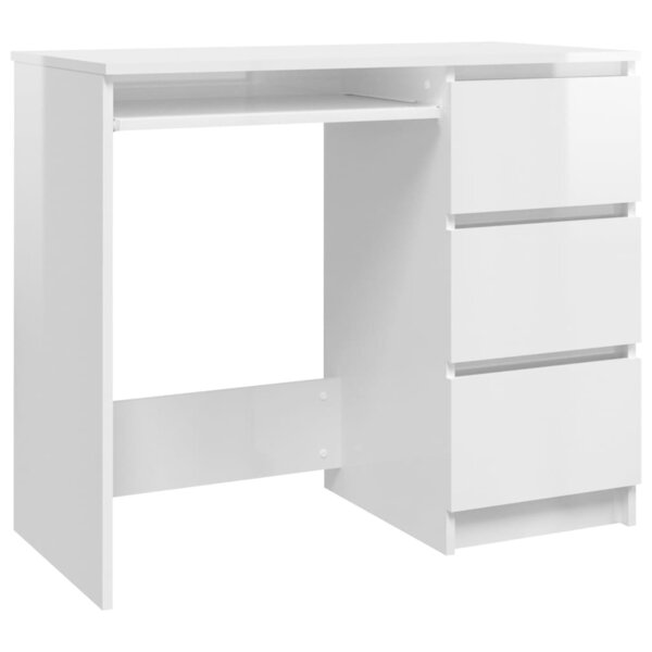 vidaXL Bureau Blanc brillant 90x45x76 cm Bois d’ingénierie