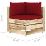 vidaXL Salon de jardin 4 Pièces avec coussins Bois imprégné de vert