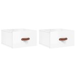 vidaXL Tables de chevet murales 2 Pièces blanc brillant 35x35x20 cm