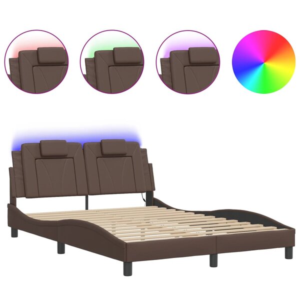 vidaXL Cadre de lit avec LED sans matelas marron 120x200 cm