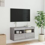 vidaXL Meuble TV mural avec lumières LED sonoma gris 80x30x40 cm