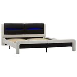 vidaXL Cadre de lit avec LED Blanc et noir Similicuir 180x200 cm