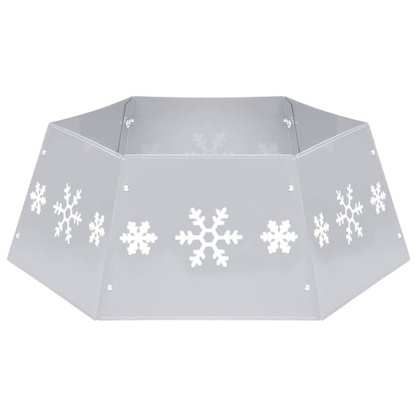 vidaXL Jupe de sapin de Noël Argenté et blanc Ø68x25 cm