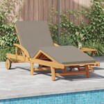 vidaXL Chaise longue pliable avec roues et coussin taupe en bois massif d'acacia