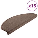 vidaXL Tapis d'escalier 15 Pièces Marron café 65 x 24 x 4 cm