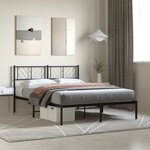vidaXL Cadre de lit métal sans matelas avec tête de lit noir 140x200cm