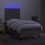 vidaXL Sommier à lattes de lit et matelas et LED Taupe 90x200 cm Tissu