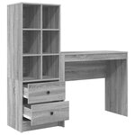 vidaXL Bureau avec rangement gris sonoma en bois d'ingénierie