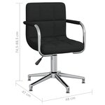 vidaXL Chaise pivotante de salle à manger Noir Tissu