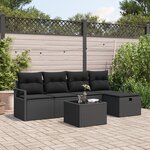 vidaXL Ensemble de 6 Canapés de Jardin avec Coussins Noir Rattan Synthétique
