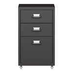 Caisson de bureau meuble de rangement pour documents dossiers fournitures de bureau à roulettes acier 48 x 28 x 41 cm noir mat 03_0006333