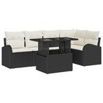 vidaXL Ensemble de Canapés de Jardin de 6 Pièces avec Coussins en Poly Rattan Noir