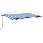 vidaXL Auvent automatique capteur de vent/LED 500x300 cm Bleu et blanc