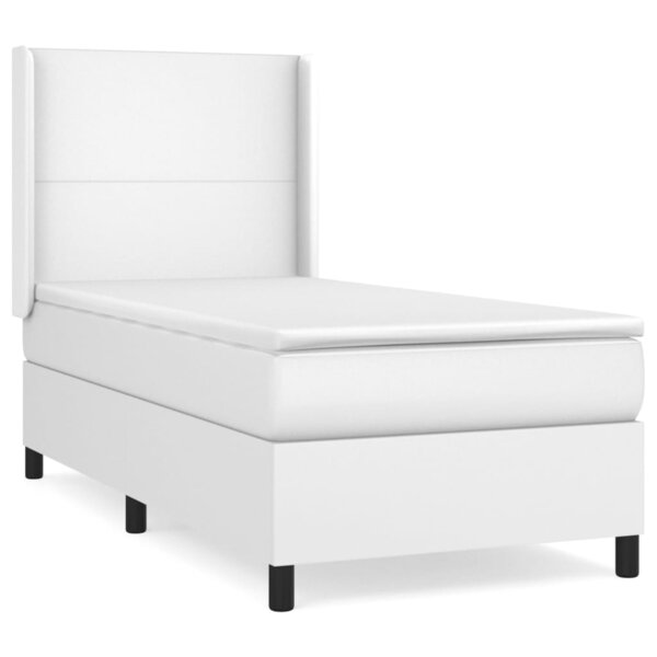vidaXL Sommier à lattes de lit avec matelas Blanc 90x200 cm Similicuir