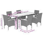 vidaXL Ensemble à manger de jardin et coussins 7Pièces beige rotin acacia