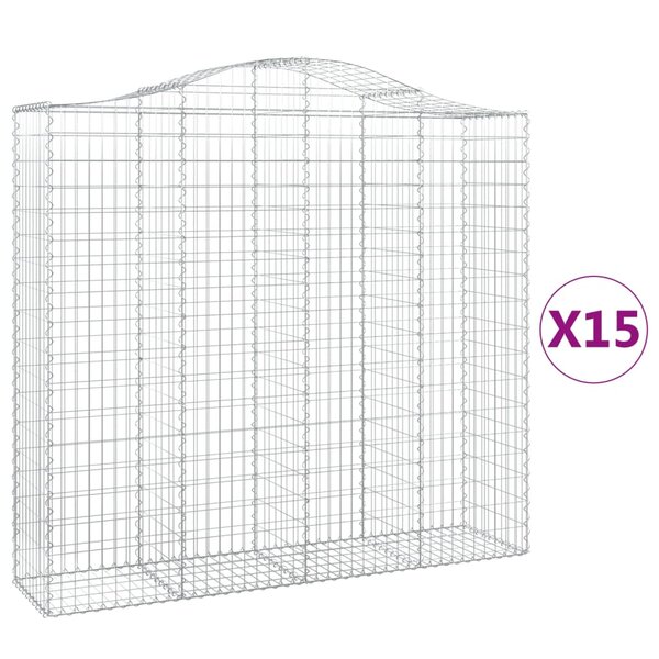 vidaXL Paniers à gabions arqués 15 Pièces 200x50x180/200 cm Fer galvanisé