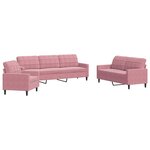vidaXL Ensemble de canapés 3 Pièces avec coussins Rose Velours
