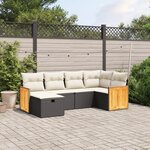 vidaXL Salon de jardin 6 Pièces avec coussins noir résine tressée