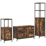 vidaXL Ensemble de meubles de salle de bain 3 pièces en bois d'ingénierie chêne fumé