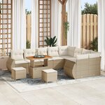 vidaXL Ensemble de canapé de jardin 12 pièces avec coussins beige rotin synthétique acacia