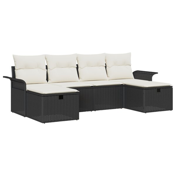 Ensemble de canapé de jardin 6 pièces vidaXL avec coussins Rotin Poly Noir