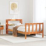 vidaXL Cadre de lit avec tête de lit sans matelas cire marron 90x200cm