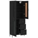 vidaXL Buffet haut Noir 69 5x34x180 cm Bois d'ingénierie