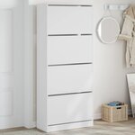 vidaXL Armoire à chaussures 4 tiroirs rabattables blanc 80x34x187 5 cm