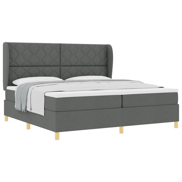 Lit Box Spring vidaXL avec Matelas Gris Foncé 200x200 cm Tissu