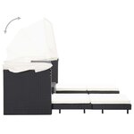 vidaXL Canapé-lit extensible 3 places avec toit Résine tressée Noir