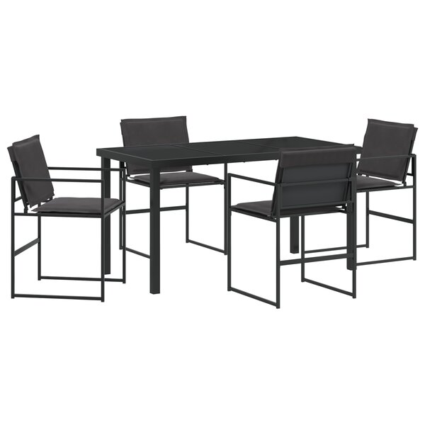 vidaXL Ensemble de salle à manger de jardin 5 pièces avec coussins Noir Textilène et Acier