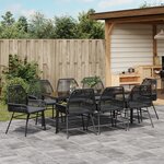vidaXL Ensemble de Salle à Manger de Jardin 9 Pièces avec Coussins Noir Rotin Synthétique