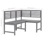 vidaXL Banc d'angle de jardin Gris 140 cm Bois solide d'acacia