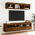 vidaXL Meuble TV mural avec lumières LED chêne marron 80x30x40 cm