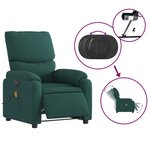 vidaXL Fauteuil de massage inclinable électrique Vert foncé Tissu