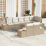 vidaXL Set de Canapés 9 pièces avec coussins Marron Poly Rattan