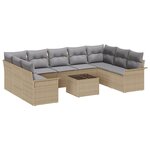 vidaXL Ensemble de Canapés de Jardin 10 Pièces avec Coussins Noir Poly Rattan