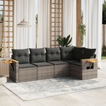 vidaXL Salon de jardin 5 Pièces avec coussins gris résine tressée